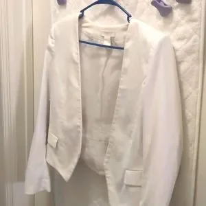 Veste Blazer Femme H&M Blanche Taille 8 - Neuf Avec étiquettes, Longueur Hanches, Polycoton